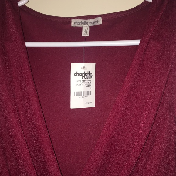 Charlotte Russe Maroon V Plunge Dress - Picture 3 of 5